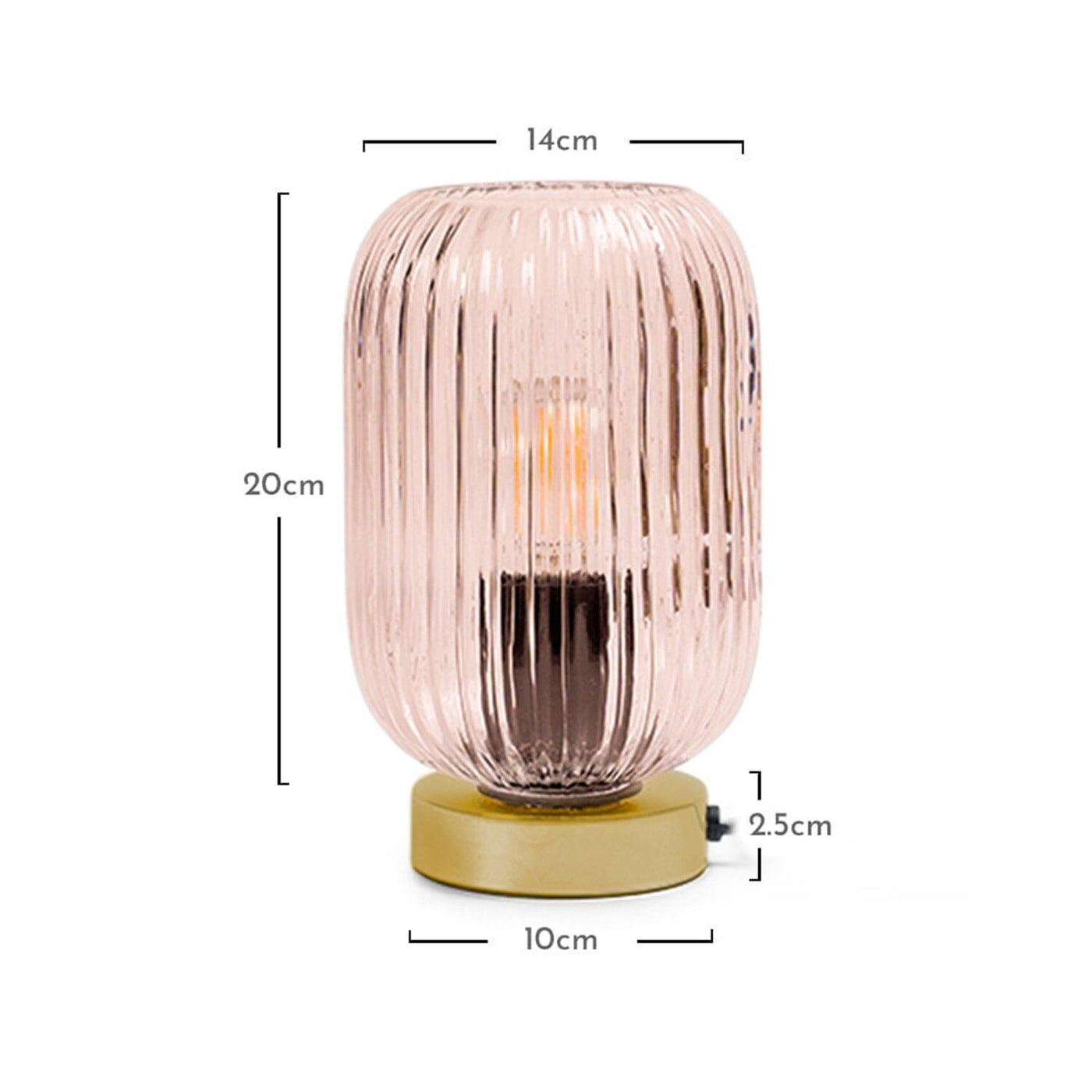 Elland 22.5cm Glass Table Lamp - Blush Pink & Gold