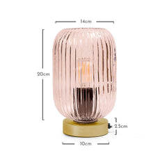 Elland 22.5cm Glass Table Lamp - Blush Pink & Gold