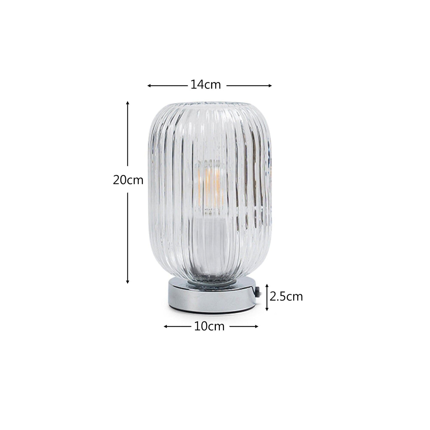 Elland 22.5cm Glass Table Lamp - Clear & Chrome