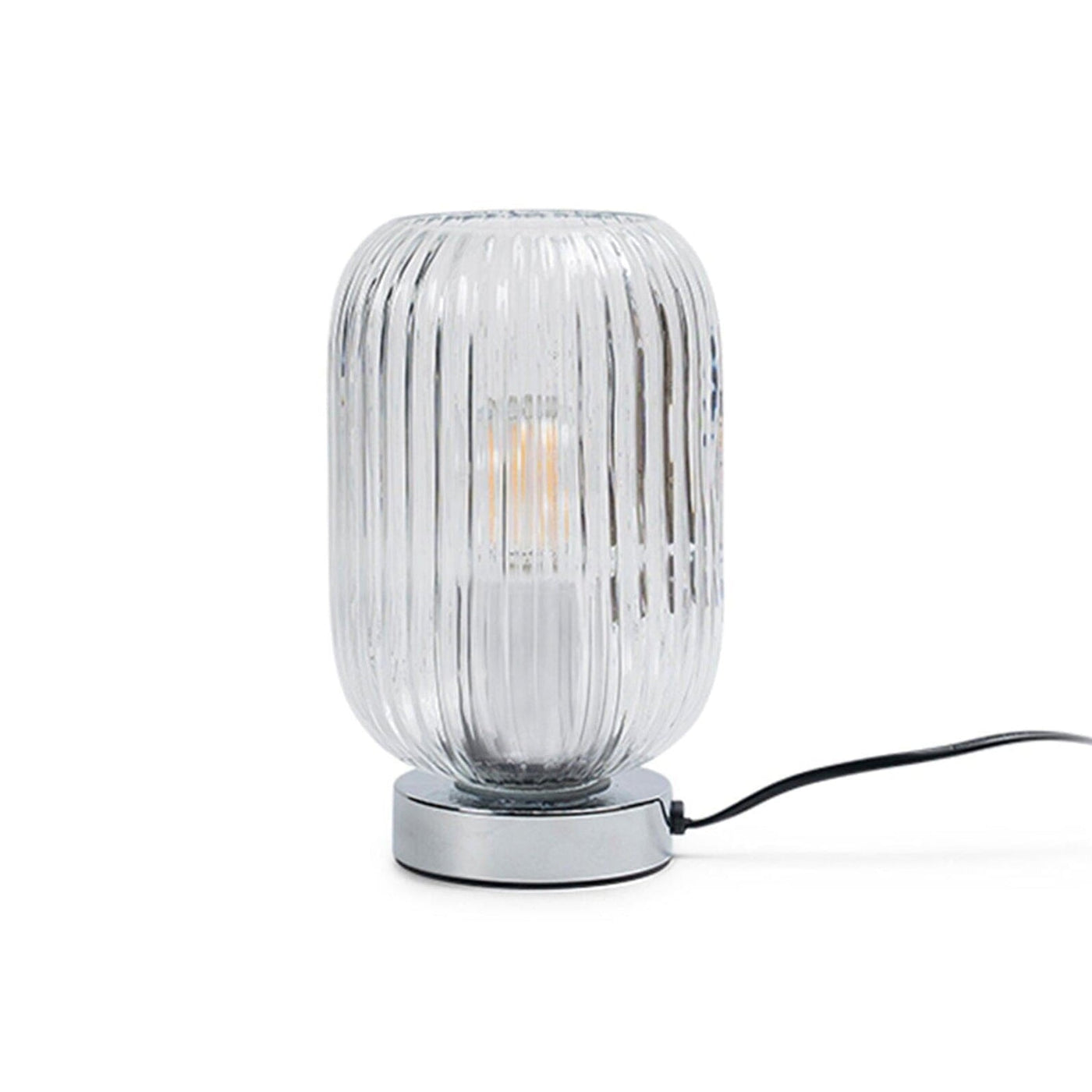 Elland 22.5cm Glass Table Lamp - Clear & Chrome