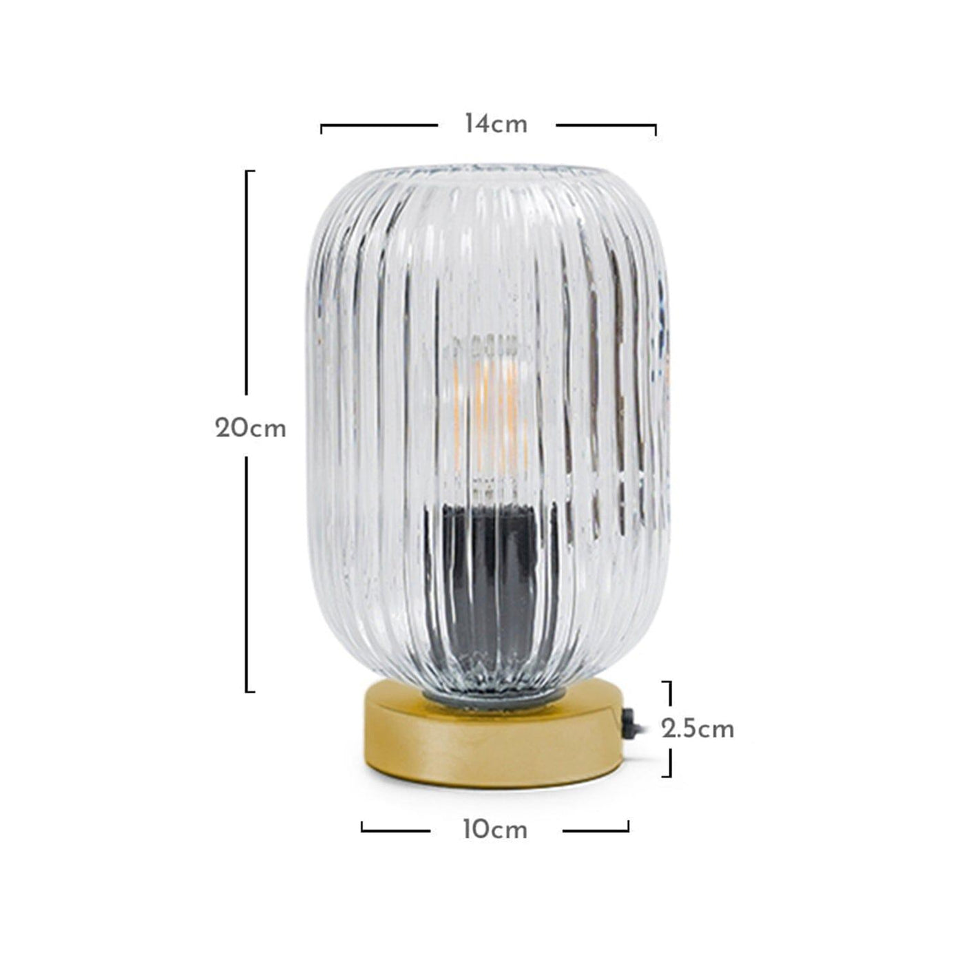 Elland 22.5cm Glass Table Lamp - Clear & Gold