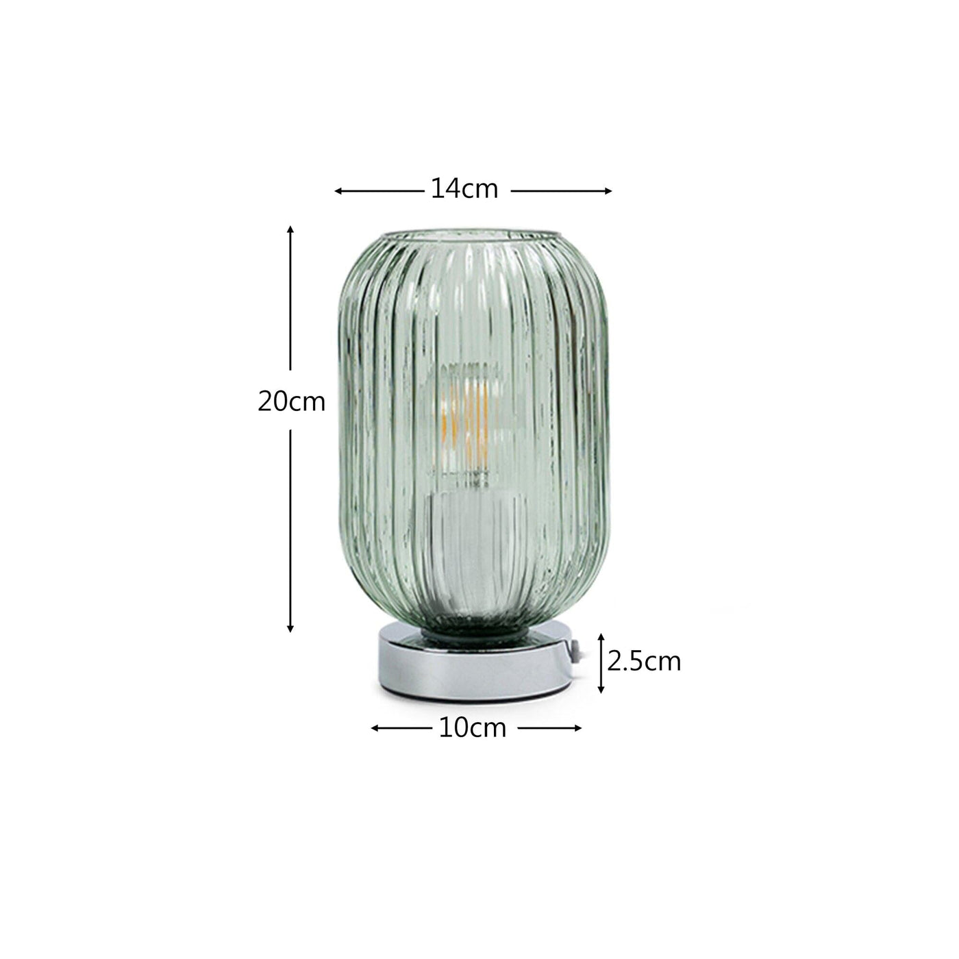 Elland 22.5cm Glass Table Lamp - Sage Green & Chrome