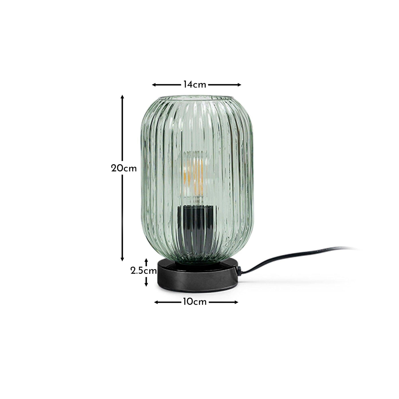 Elland 22.5cm Glass Table Lamp - Sage Green & Black