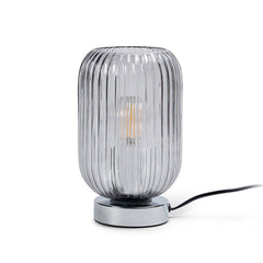 Elland 22.5cm Glass Table Lamp - Smoked & Chrome