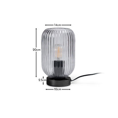 Elland 22.5cm Glass Table Lamp - Smoked & Black