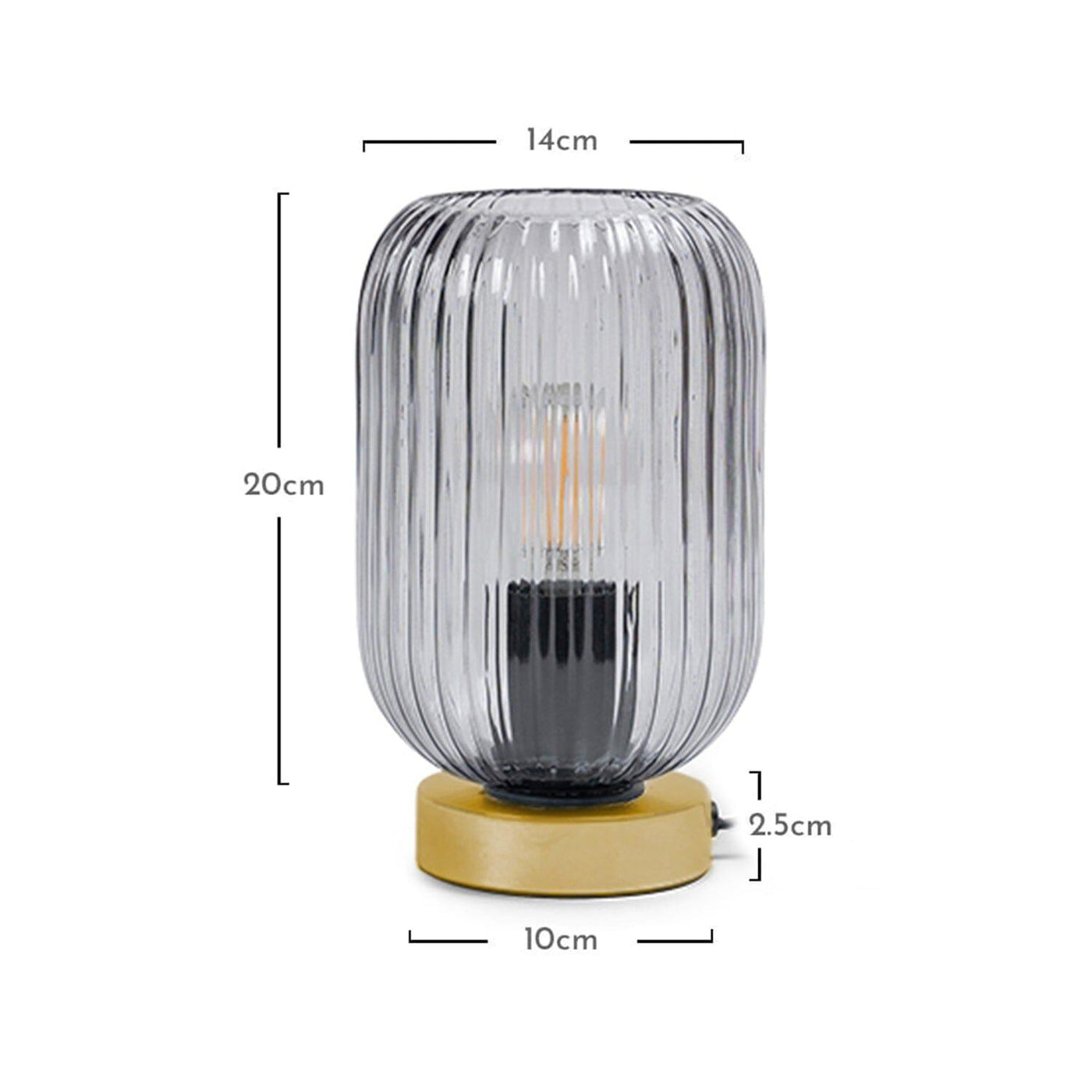 Elland 22.5cm Glass Table Lamp - Smoked & Gold