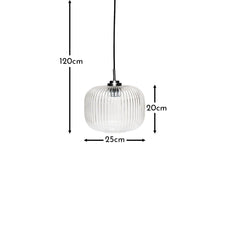 Elland 20cm Glass Pendant Light - Black
