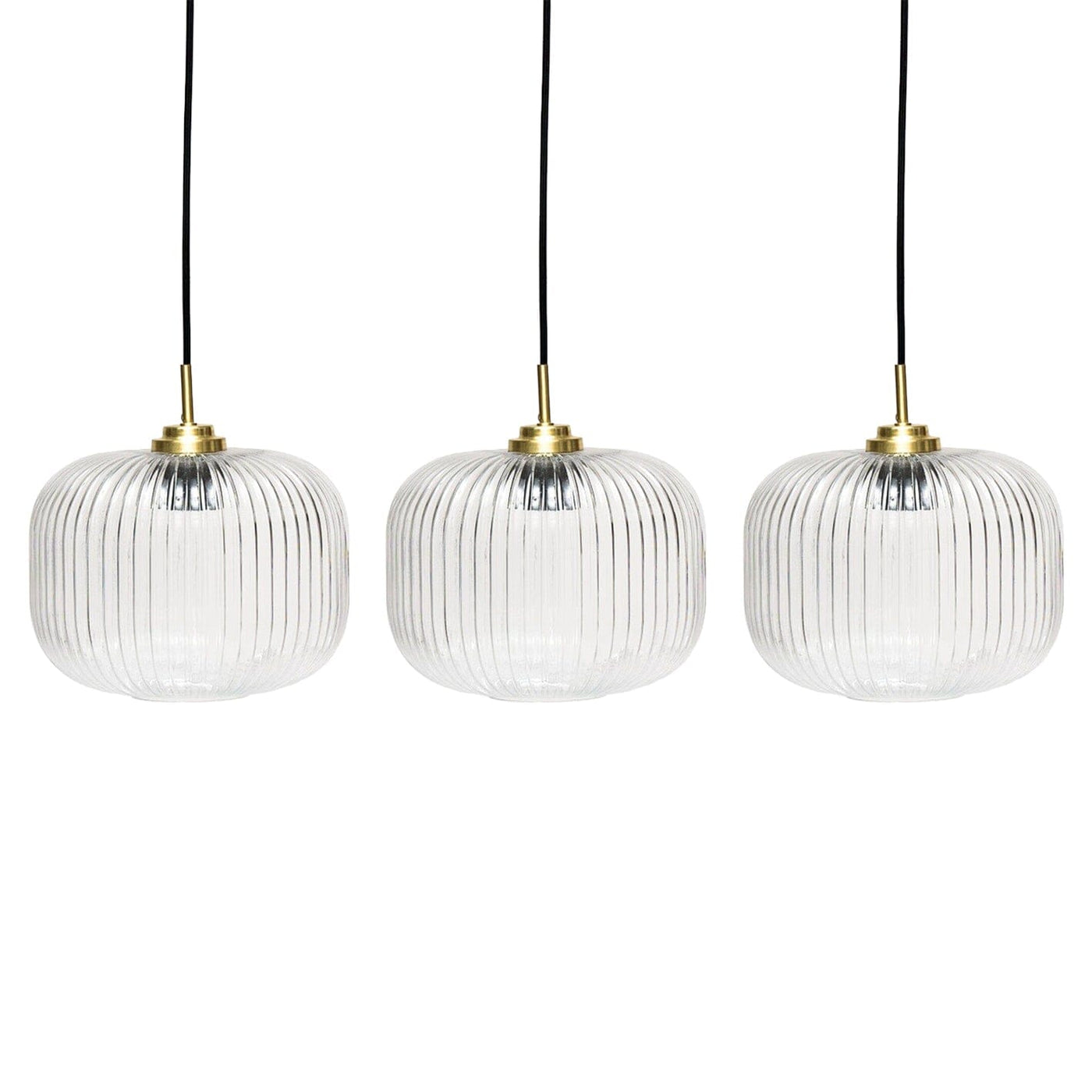 Elland 20cm Triple Glass Pendant Lights - Gold