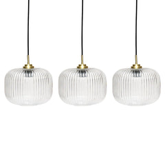 Elland 20cm Triple Glass Pendant Lights - Gold