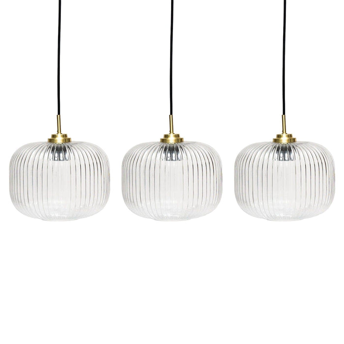 Elland 20cm Triple Glass Pendant Lights - Gold