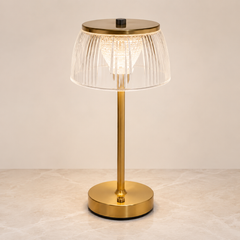 Rechargeable crystal table lamp – Gold, dimmable design for the bedroom or living room