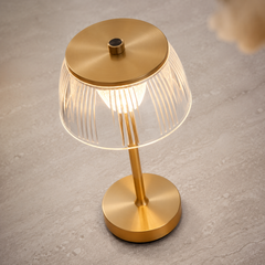 Rechargeable crystal table lamp – Gold, dimmable design for the bedroom or living room