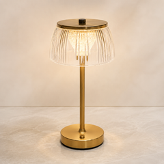 Rechargeable crystal table lamp – Gold, dimmable design for the bedroom or living room