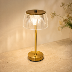 Rechargeable crystal table lamp – Gold, dimmable design for the bedroom or living room