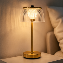 Rechargeable crystal table lamp – Gold, dimmable design for the bedroom or living room