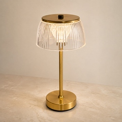 Rechargeable crystal table lamp – Gold, dimmable design for the bedroom or living room