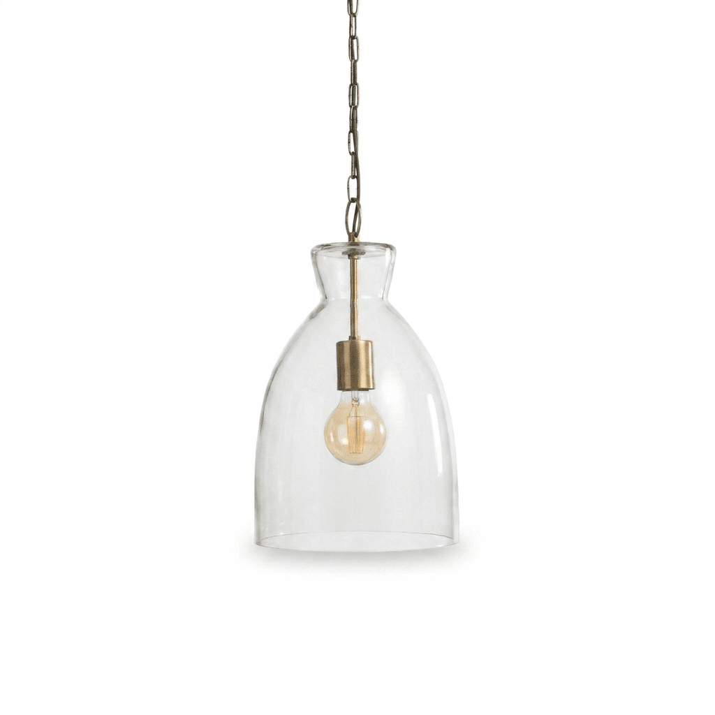 Aldsworth 37cm Glass Pendant Light - Gold with Clear Glass