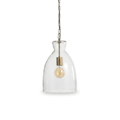 Aldsworth 37cm Glass Pendant Light - Gold with Clear Glass