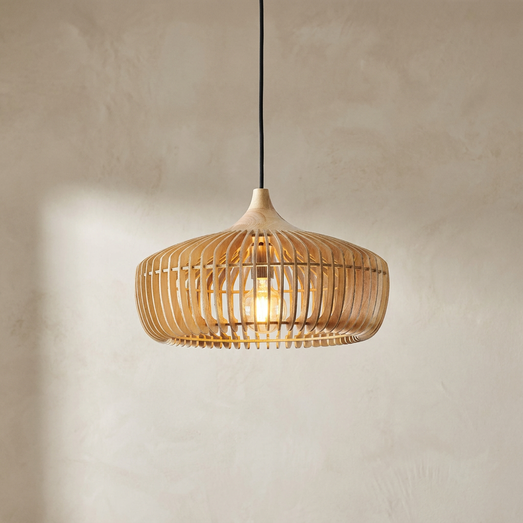The Ridge | Ribbed Wood Pendant