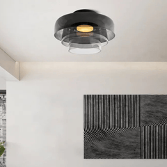 Scandinavian Glass Ceiling Light – Modern Design with Three-Color LED for the Dining Room or Living Room