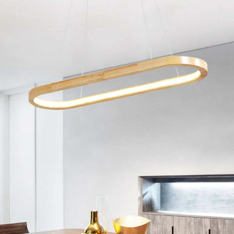 Veon Contemporary Oval Wooden Pendant Light - Neutralighting