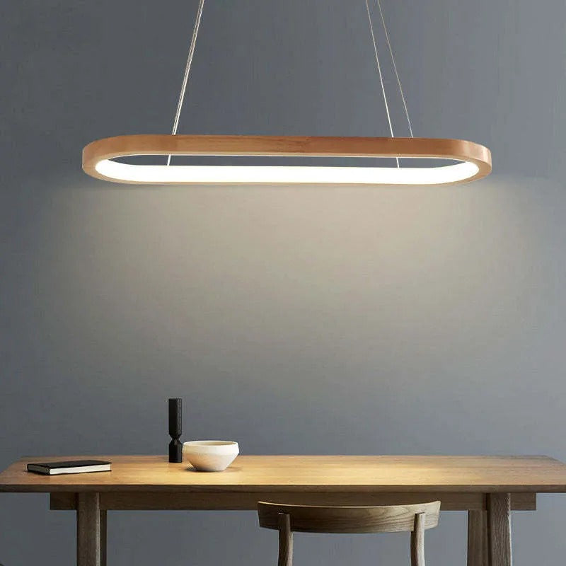 Veon Contemporary Oval Wooden Pendant Light - Neutralighting