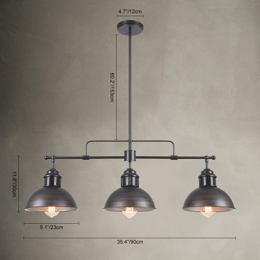 Industrial Kitchen 3-Light Bar Dome Pendant Light