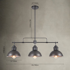 Industrial Kitchen 3-Light Bar Dome Pendant Light