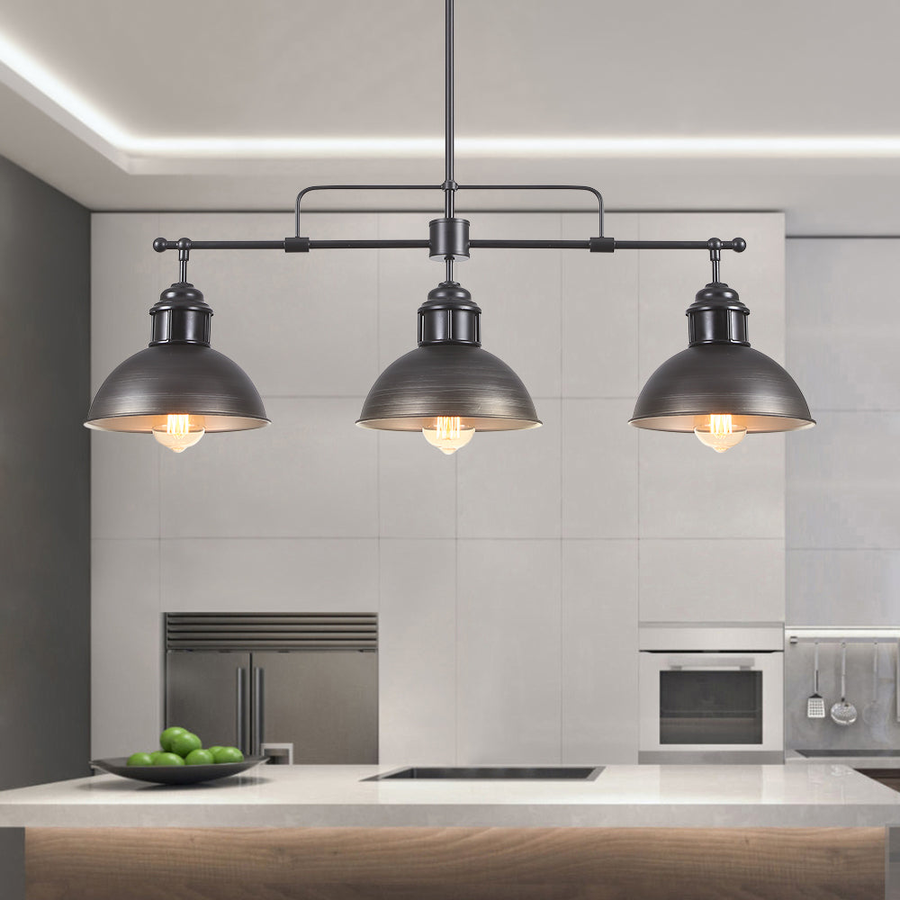 Industrial Kitchen 3-Light Bar Dome Pendant Light
