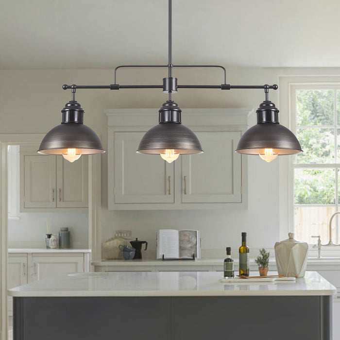 Industrial Kitchen 3-Light Bar Dome Pendant Light