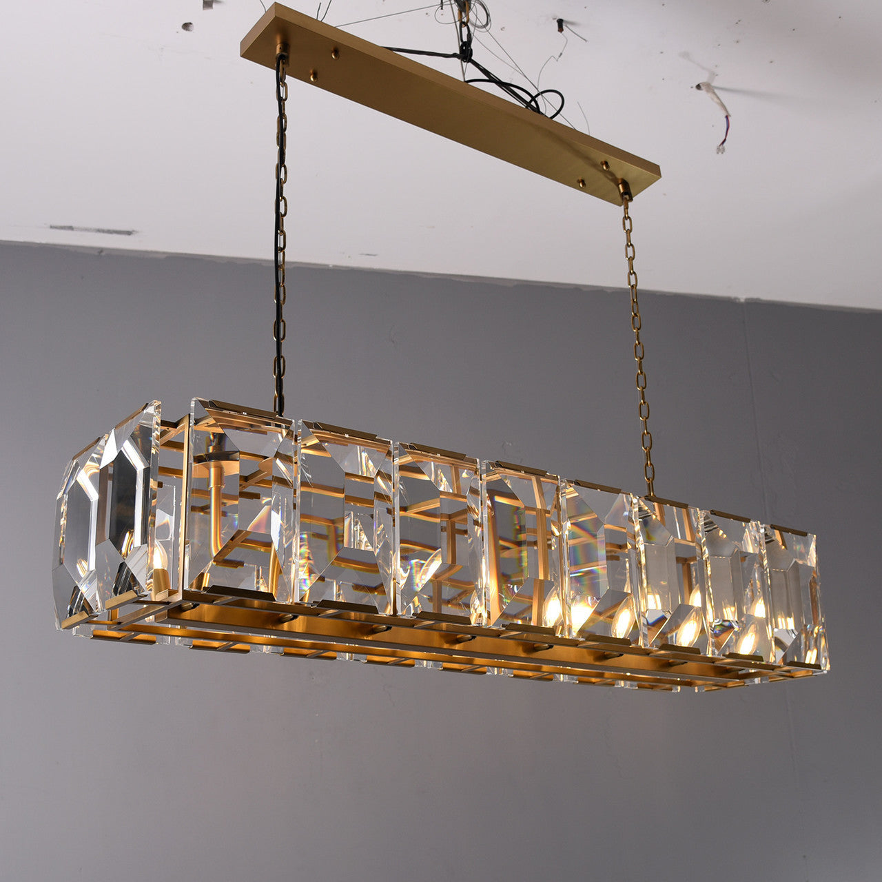 Harris Crystal Rectangular Chandelier 55"