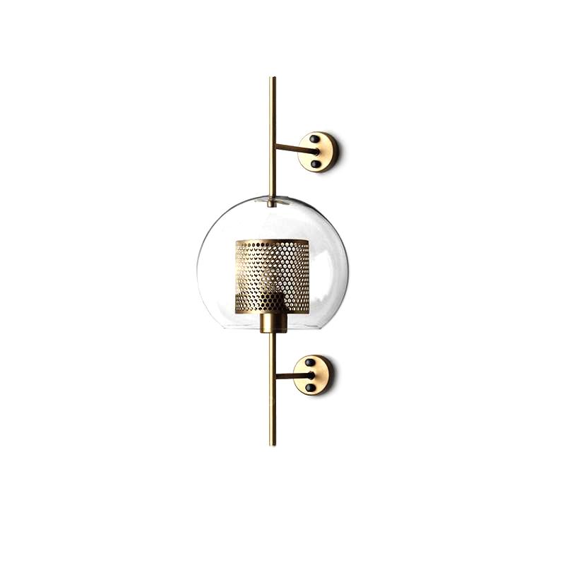 Mid-Century Modern 1-Light Gold/Chrome Glass Globe Wall Sconce