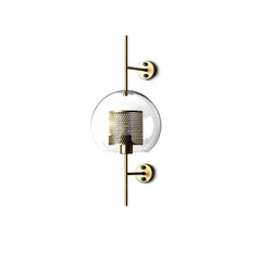 Mid-Century Modern 1-Light Gold/Chrome Glass Globe Wall Sconce