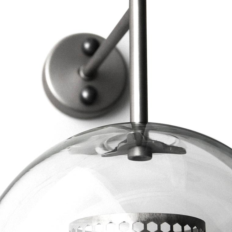 Mid-Century Modern 1-Light Gold/Chrome Glass Globe Wall Sconce