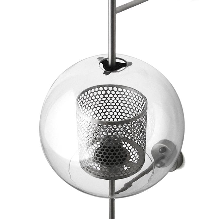 Mid-Century Modern 1-Light Gold/Chrome Glass Globe Wall Sconce