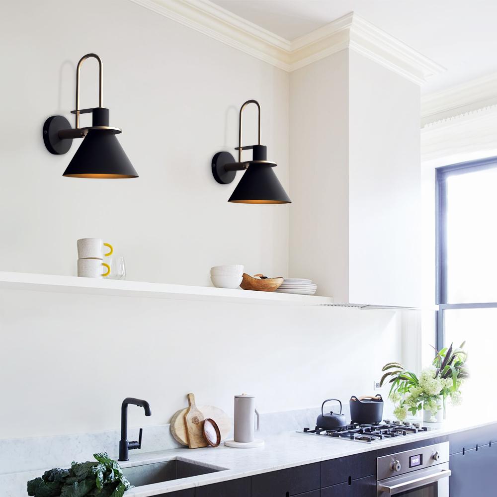 Mid-Century Modern Industrial Look Matte Black Wall Lamp
