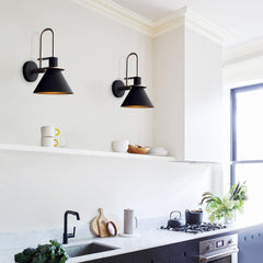 Mid-Century Modern Industrial Look Matte Black Wall Lamp