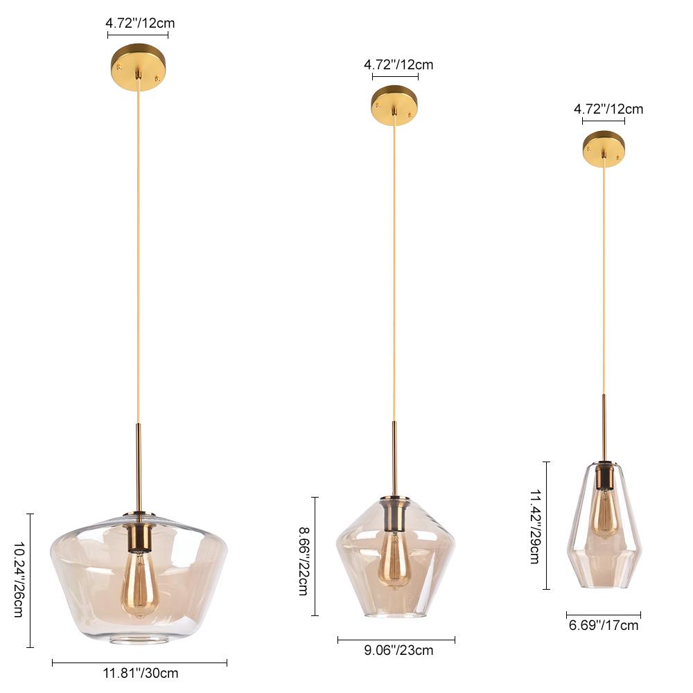 Modern Brass Geometric Glass Pendant Light