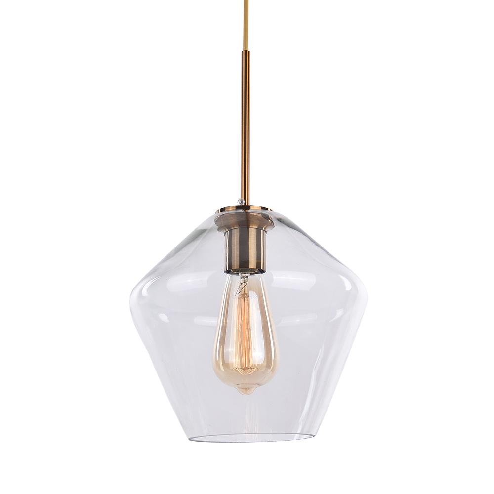 Modern Brass Geometric Glass Pendant Light