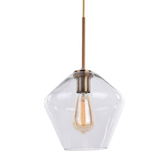 Modern Brass Geometric Glass Pendant Light