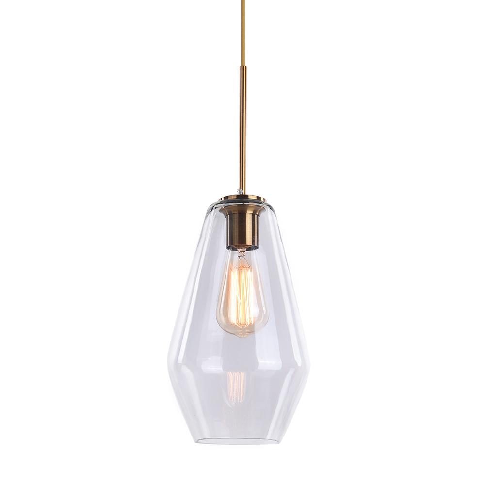 Modern Brass Geometric Glass Pendant Light