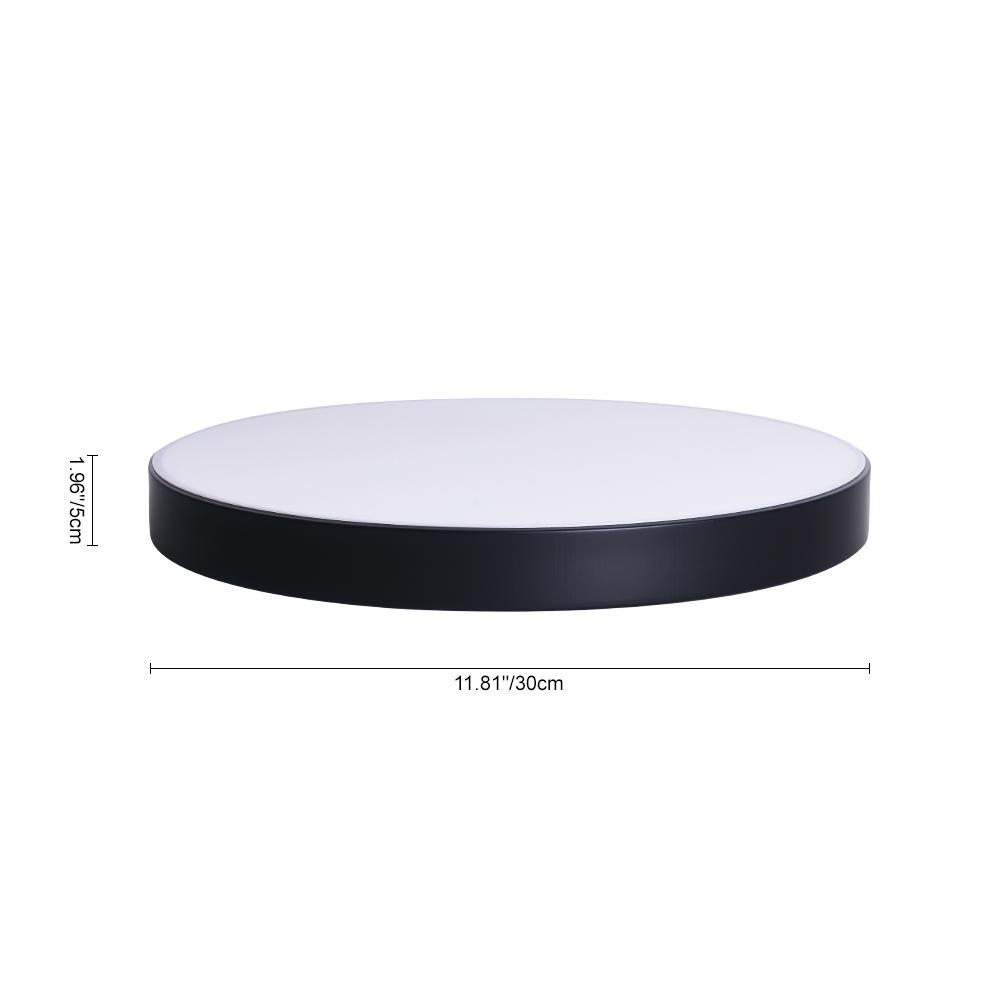Frosted Acrylic Disc Flush Ceiling Light, Black Finish, 40cm Integrated LED, Slim Even Glow, Living Room & Bedroom