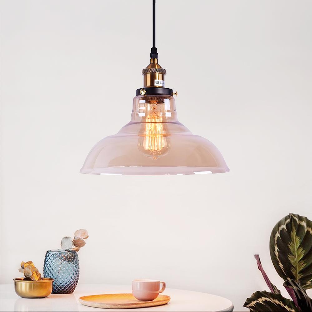 Industrial Antique Dome Amber Glass Pendant Lighting