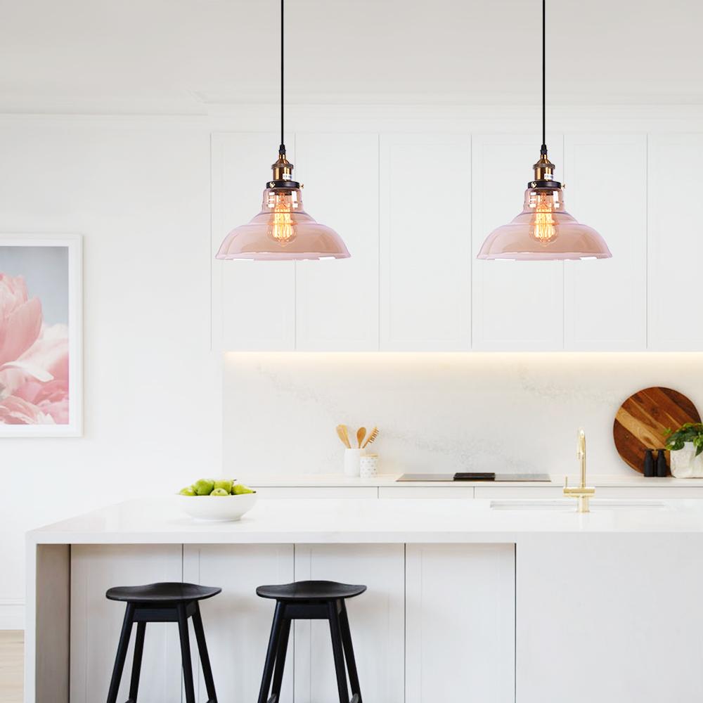 Industrial Antique Dome Amber Glass Pendant Lighting