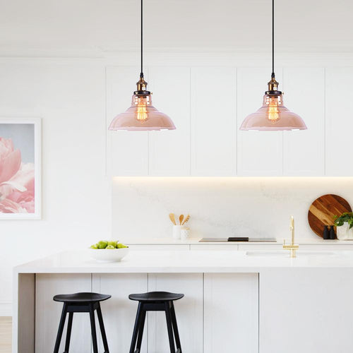 Industrial Antique Dome Amber Glass Pendant Lighting
