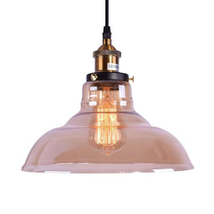 Industrial Antique Dome Amber Glass Pendant Lighting