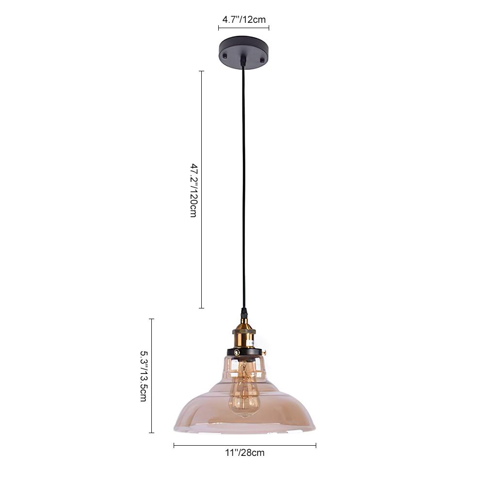 Industrial Antique Dome Amber Glass Pendant Lighting