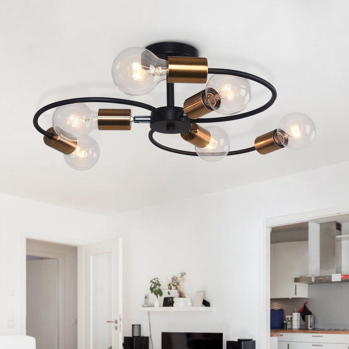 Mid-Century 6-Light Sputnik Adjustable Semi Flush Mount
