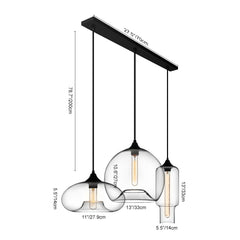 3-Light Linear Pendant with Clear Glass Shades