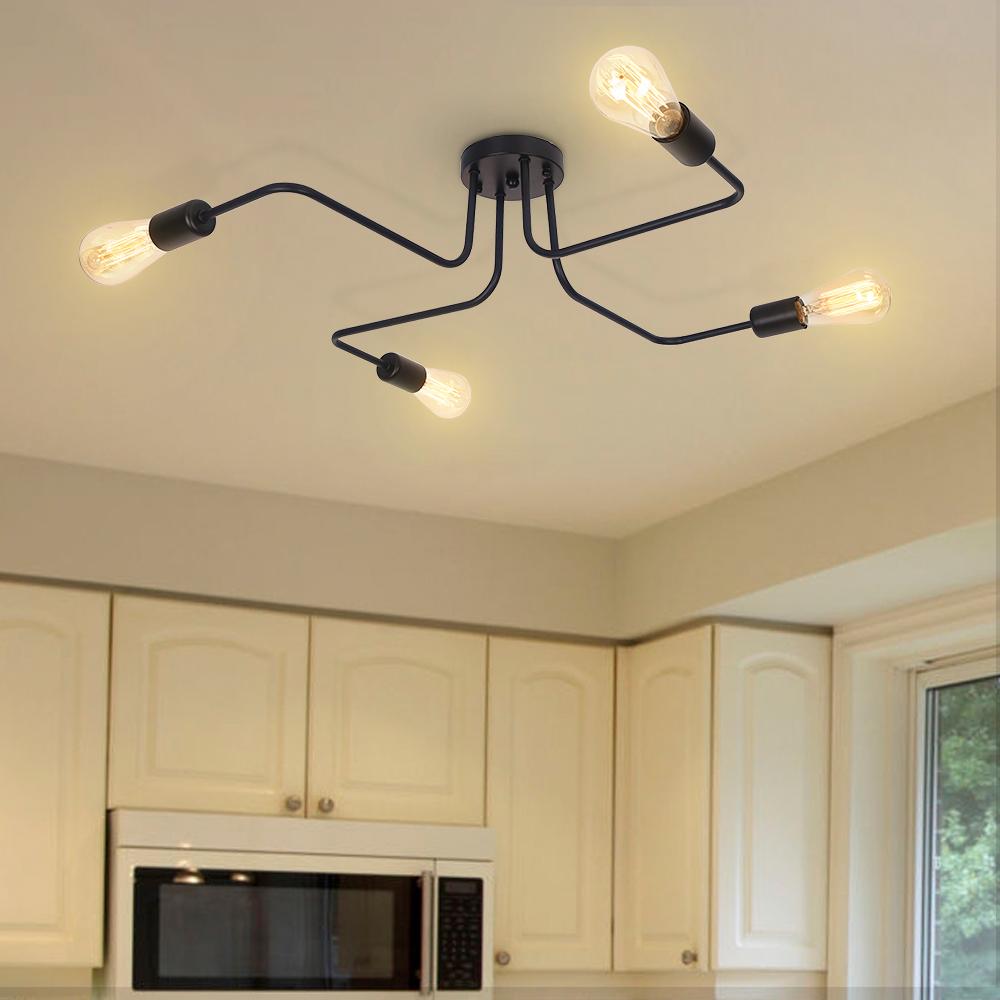 4-Light Sputnik Linear Semi-Flush Mount